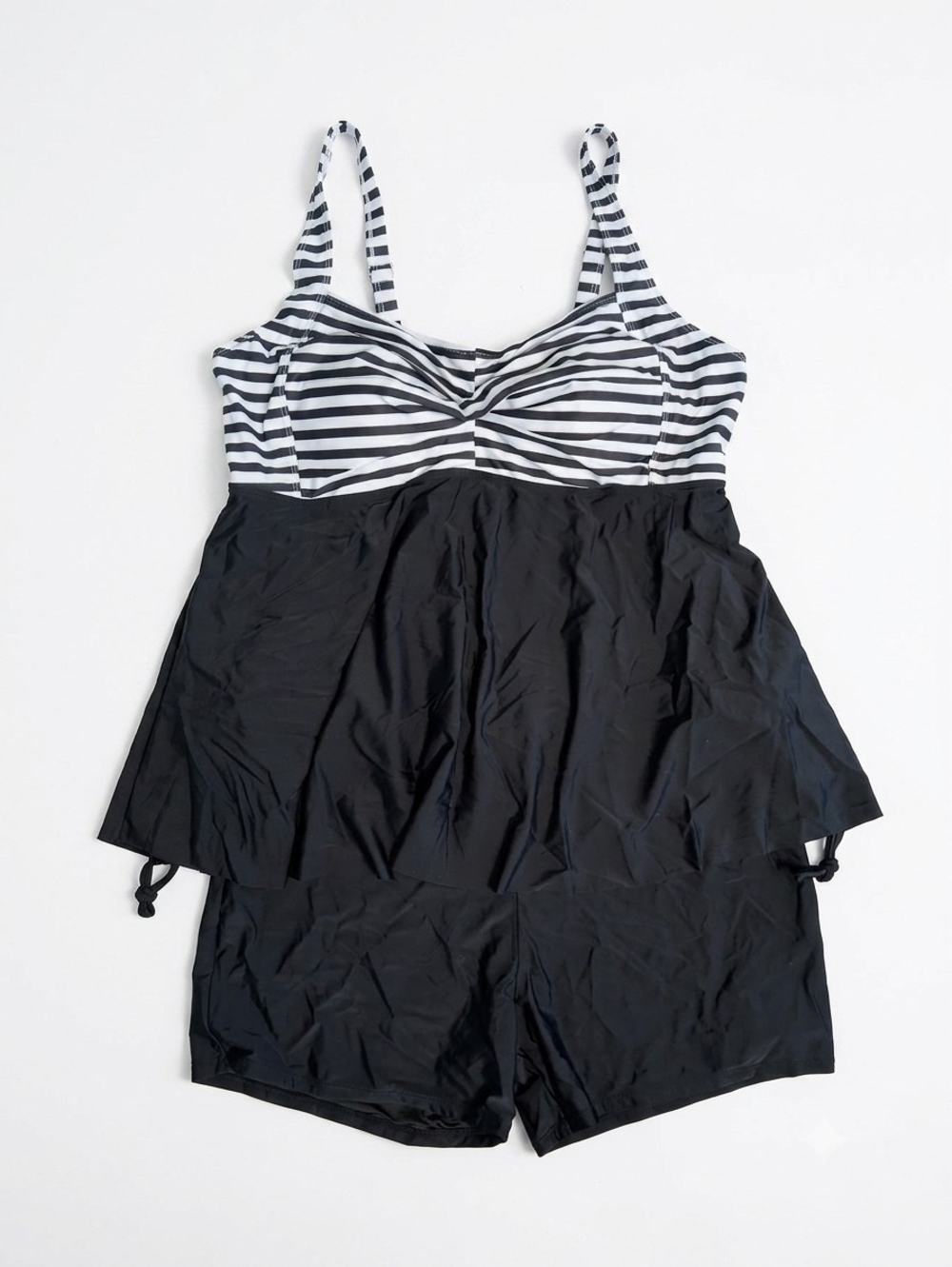 Aqua Eve Swimsuit 26W NWT Plus Size Tankini 2 Piece Striped Top Shorts